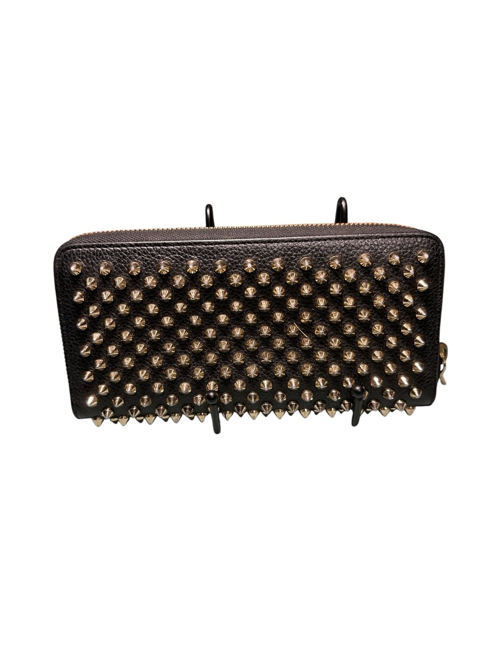 Christian Louboutin Panettone Black Grain Leather Spiked Wallet